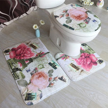 Load image into Gallery viewer, 3Pcs/set Bathroom Mat Set Flannel Anti-Slip Kitchen Bath Mat Carpet Bathroom Toliet Rug Washable Tapete Banheiro