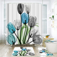 Load image into Gallery viewer, Colorful Tulip Lotus Flowers Trees Shower Curtain Sets Non-Slip Rugs Toilet Lid Cover and Bath Mat Waterproof Bathroom Curtains