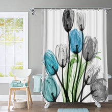 Load image into Gallery viewer, Colorful Tulip Lotus Flowers Trees Shower Curtain Sets Non-Slip Rugs Toilet Lid Cover and Bath Mat Waterproof Bathroom Curtains
