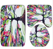 Load image into Gallery viewer, Colorful Tulip Lotus Flowers Trees Shower Curtain Sets Non-Slip Rugs Toilet Lid Cover and Bath Mat Waterproof Bathroom Curtains