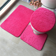 Load image into Gallery viewer, 3Pcs/set Bathroom Mat Set Flannel Anti-Slip Kitchen Bath Mat Carpet Bathroom Toliet Rug Washable Tapete Banheiro
