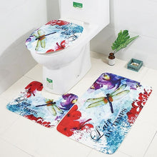 Load image into Gallery viewer, 3Pcs/set Bathroom Mat Set Flannel Anti-Slip Kitchen Bath Mat Carpet Bathroom Toliet Rug Washable Tapete Banheiro
