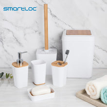 Load image into Gallery viewer, smartloc 6 pieces Plastic Bathroom Accessories Set Toothbrush Holder Toothpaste Dispenser Case Soap Box Toilet Shower Storage
