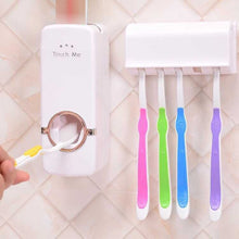 Load image into Gallery viewer, Bathroom Accessories Set Toothbrush Holder Automatic Toothpaste Dispenser Holder Toothbrush Wall Mount Rack Bathroom Tools Set
