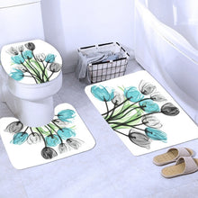 Load image into Gallery viewer, Colorful Tulip Lotus Flowers Trees Shower Curtain Sets Non-Slip Rugs Toilet Lid Cover and Bath Mat Waterproof Bathroom Curtains
