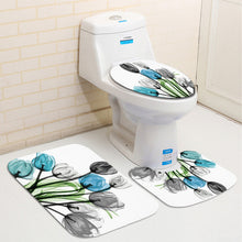 Load image into Gallery viewer, Colorful Tulip Lotus Flowers Trees Shower Curtain Sets Non-Slip Rugs Toilet Lid Cover and Bath Mat Waterproof Bathroom Curtains
