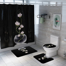 Load image into Gallery viewer, Colorful Tulip Lotus Flowers Trees Shower Curtain Sets Non-Slip Rugs Toilet Lid Cover and Bath Mat Waterproof Bathroom Curtains
