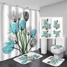 Load image into Gallery viewer, Colorful Tulip Lotus Flowers Trees Shower Curtain Sets Non-Slip Rugs Toilet Lid Cover and Bath Mat Waterproof Bathroom Curtains
